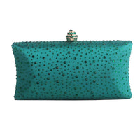 Thumbnail for Teal Green clutch bag with decorative elements on a white background