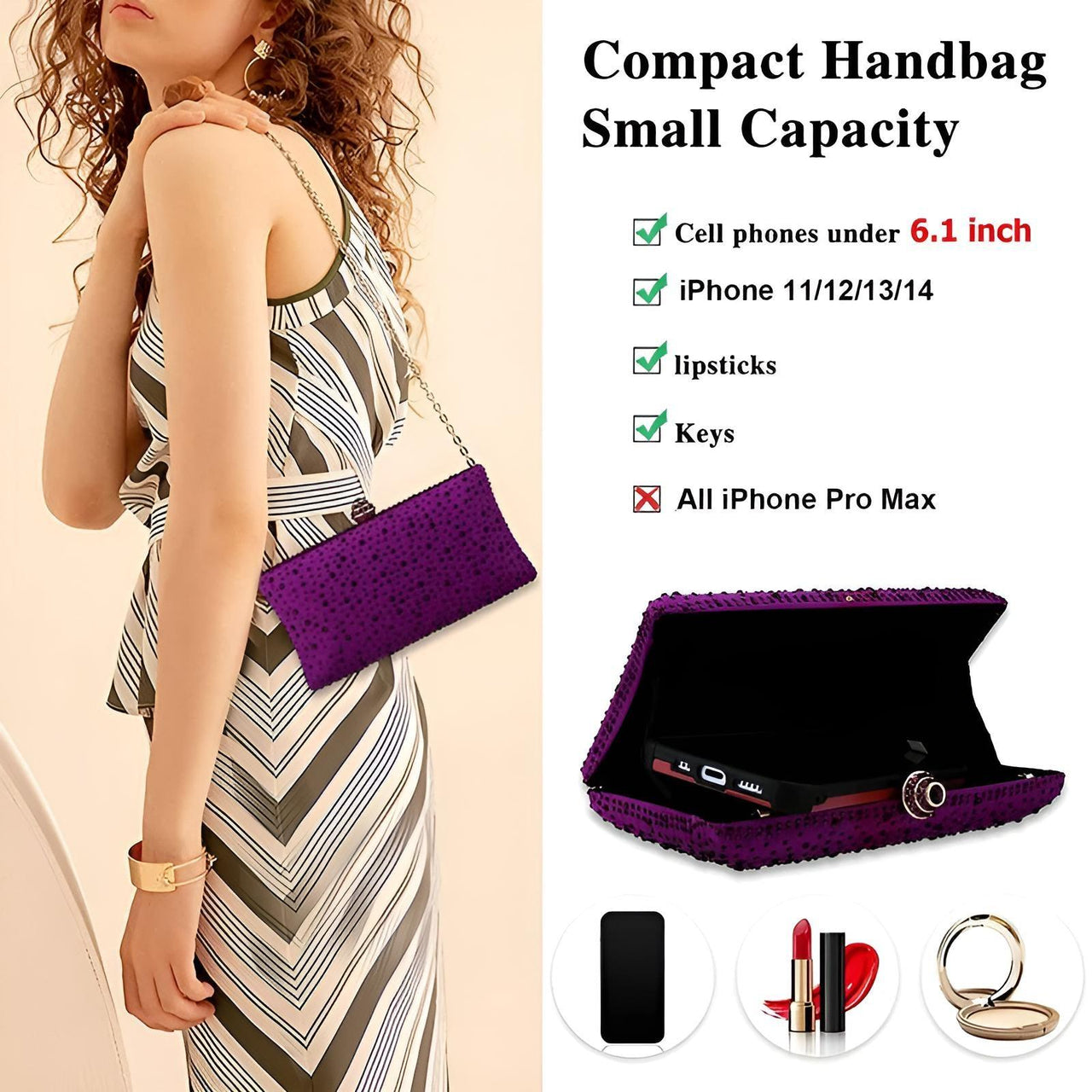 Women's Clutch With Rhinestones - In 9 Trending Colors! -, Clutch , Drestiny , Australia, Black, Canada, Clutches, Deep Pink, Gold, Green, Handbags, Mustard Yellow, New Zealand, Orange, Pink, Purple, Silver, United Kingdom, United States , Drestiny , www.shopdrestiny.com