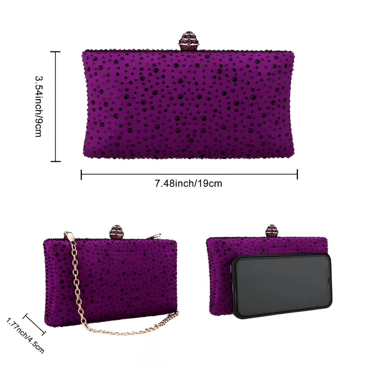 Women's Clutch With Rhinestones - In 9 Trending Colors! -, Clutch , Drestiny , Australia, Black, Canada, Clutches, Deep Pink, Gold, Green, Handbags, Mustard Yellow, New Zealand, Orange, Pink, Purple, Silver, United Kingdom, United States , Drestiny , www.shopdrestiny.com