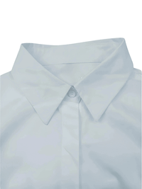 Thumbnail for Women's Cold-Shoulder Tuxedo Blouse Summer Office Tops for Women, Blouses, Dress Shirts, Casual Shirts, 3/4 Sleeves, Black, White, Green, Purple, Light Blue, S, M, L, XL, XXL, United States, USA, Canada, Australia, New Zealand, United Kingdom, UK, cold shoulder blouse, women's cold shoulder tops, tuxedo blouse women's, blue cold shoulder blouse, formal cold shoulder blouse, shopdrestiny.com