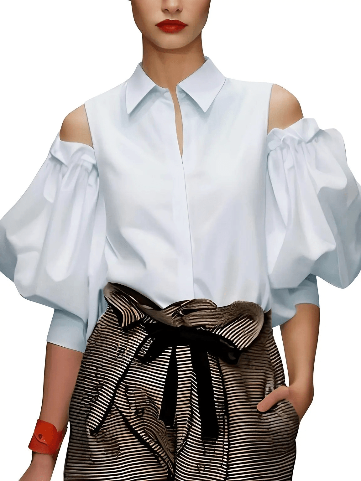 Women's Cold-Shoulder Tuxedo Blouse Summer Office Tops for Women, Blouses, Dress Shirts, Casual Shirts, 3/4 Sleeves, Black, White, Green, Purple, Light Blue, S, M, L, XL, XXL, United States, USA, Canada, Australia, New Zealand, United Kingdom, UK, cold shoulder blouse, women's cold shoulder tops, tuxedo blouse women's, blue cold shoulder blouse, formal cold shoulder blouse, shopdrestiny.com