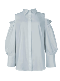 Thumbnail for Women's Cold-Shoulder Tuxedo Blouse Summer Office Tops for Women, Blouses, Dress Shirts, Casual Shirts, 3/4 Sleeves, Black, White, Green, Purple, Light Blue, S, M, L, XL, XXL, United States, USA, Canada, Australia, New Zealand, United Kingdom, UK, cold shoulder blouse, women's cold shoulder tops, tuxedo blouse women's, blue cold shoulder blouse, formal cold shoulder blouse, shopdrestiny.com