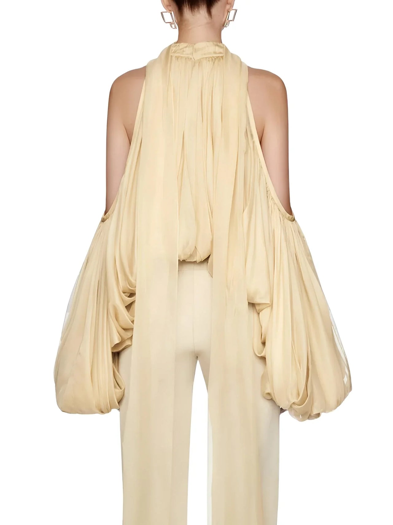 Women's Cold Shoulder Puff Blouse O Neck Minimalist Shirts Female Fashion Stylish Clothes, Drestiny, Blouses, Long Sleeves, Off Shoulder, Dress Shirts, United States, USA, Canada, Australia, New Zealand, United Kingdom, UK, Apricot, Yellow, Cold shoulder tops for women, puff sleeve blouse women's, off shoulder puff sleeve top, ladies cold shoulder tops, fashion cold shoulder blouses, S, M, L, XL, 4, 6, 8, 10, 12, shopdrestiny.com