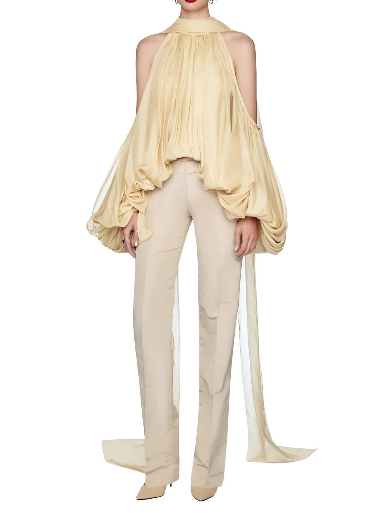 Women's Cold Shoulder Puff Blouse O Neck Minimalist Shirts Female Fashion Stylish Clothes, Drestiny, Blouses, Long Sleeves, Off Shoulder, Dress Shirts, United States, USA, Canada, Australia, New Zealand, United Kingdom, UK, Apricot, Yellow, Cold shoulder tops for women, puff sleeve blouse women's, off shoulder puff sleeve top, ladies cold shoulder tops, fashion cold shoulder blouses, S, M, L, XL, 4, 6, 8, 10, 12, shopdrestiny.com