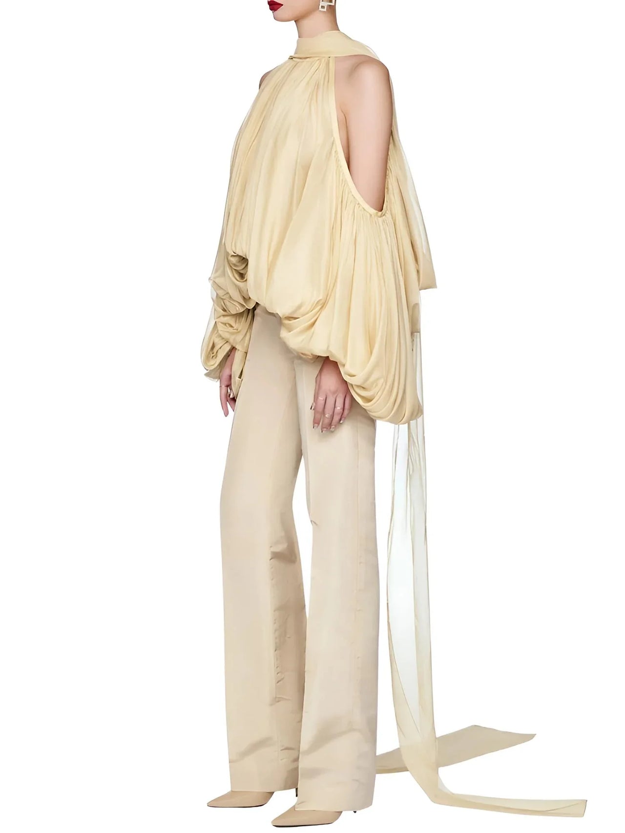 Women's Cold Shoulder Puff Blouse O Neck Minimalist Shirts Female Fashion Stylish Clothes, Drestiny, Blouses, Long Sleeves, Off Shoulder, Dress Shirts, United States, USA, Canada, Australia, New Zealand, United Kingdom, UK, Apricot, Yellow, Cold shoulder tops for women, puff sleeve blouse women's, off shoulder puff sleeve top, ladies cold shoulder tops, fashion cold shoulder blouses, S, M, L, XL, 4, 6, 8, 10, 12, shopdrestiny.com