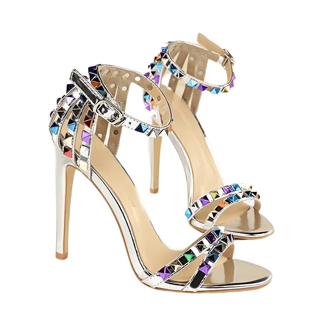 Women's Color Rivet Sandals Roman Style Heeled Sandals Hollow Out High Heels Stiletto Sexy Party Shoes Sandals, Drestiny, Heels, High Heels, Sandals, Stilettos, United States, USA, Australia, New Zealand, United Kingdom, UK, 4, 5, 6, 6.5, 7, 8, 9, Champagne, Black, Red, White, Bronze, Silver, Nude, rivet sandals women, studded sandals for women, women's leather rivet sandals, studded sandals women uk, ladies rivet detail sandals, shopdrestiny.com