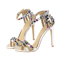 Thumbnail for Women's Color Rivet Sandals Roman Style Heeled Sandals Hollow Out High Heels Stiletto Sexy Party Shoes Sandals, Drestiny, Heels, High Heels, Sandals, Stilettos, United States, USA, Australia, New Zealand, United Kingdom, UK, 4, 5, 6, 6.5, 7, 8, 9, Champagne, Black, Red, White, Bronze, Silver, Nude, rivet sandals women, studded sandals for women, women's leather rivet sandals, studded sandals women uk, ladies rivet detail sandals, shopdrestiny.com