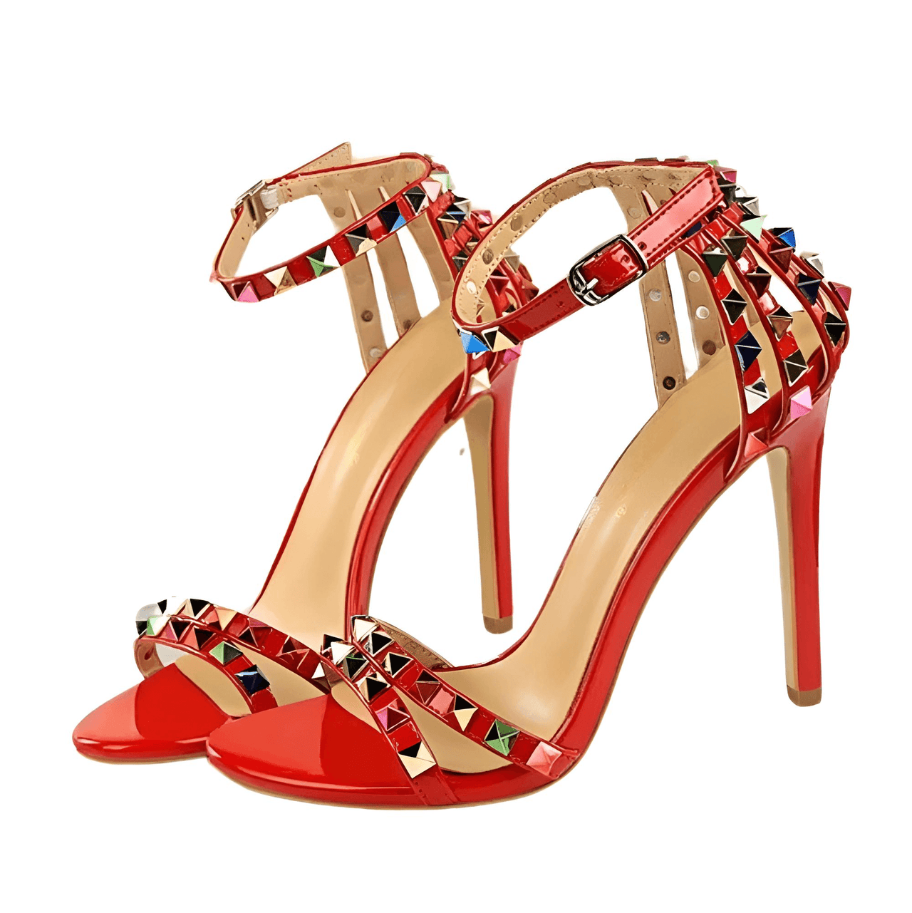 Women's Color Rivet Sandals Roman Style Heeled Sandals Hollow Out High Heels Stiletto Sexy Party Shoes Sandals, Drestiny, Heels, High Heels, Sandals, Stilettos, United States, USA, Australia, New Zealand, United Kingdom, UK, 4, 5, 6, 6.5, 7, 8, 9, Champagne, Black, Red, White, Bronze, Silver, Nude, rivet sandals women, studded sandals for women, women's leather rivet sandals, studded sandals women uk, ladies rivet detail sandals, shopdrestiny.com