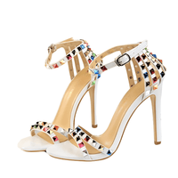 Thumbnail for Women's Color Rivet Sandals Roman Style Heeled Sandals Hollow Out High Heels Stiletto Sexy Party Shoes Sandals, Drestiny, Heels, High Heels, Sandals, Stilettos, United States, USA, Australia, New Zealand, United Kingdom, UK, 4, 5, 6, 6.5, 7, 8, 9, Champagne, Black, Red, White, Bronze, Silver, Nude, rivet sandals women, studded sandals for women, women's leather rivet sandals, studded sandals women uk, ladies rivet detail sandals, shopdrestiny.com