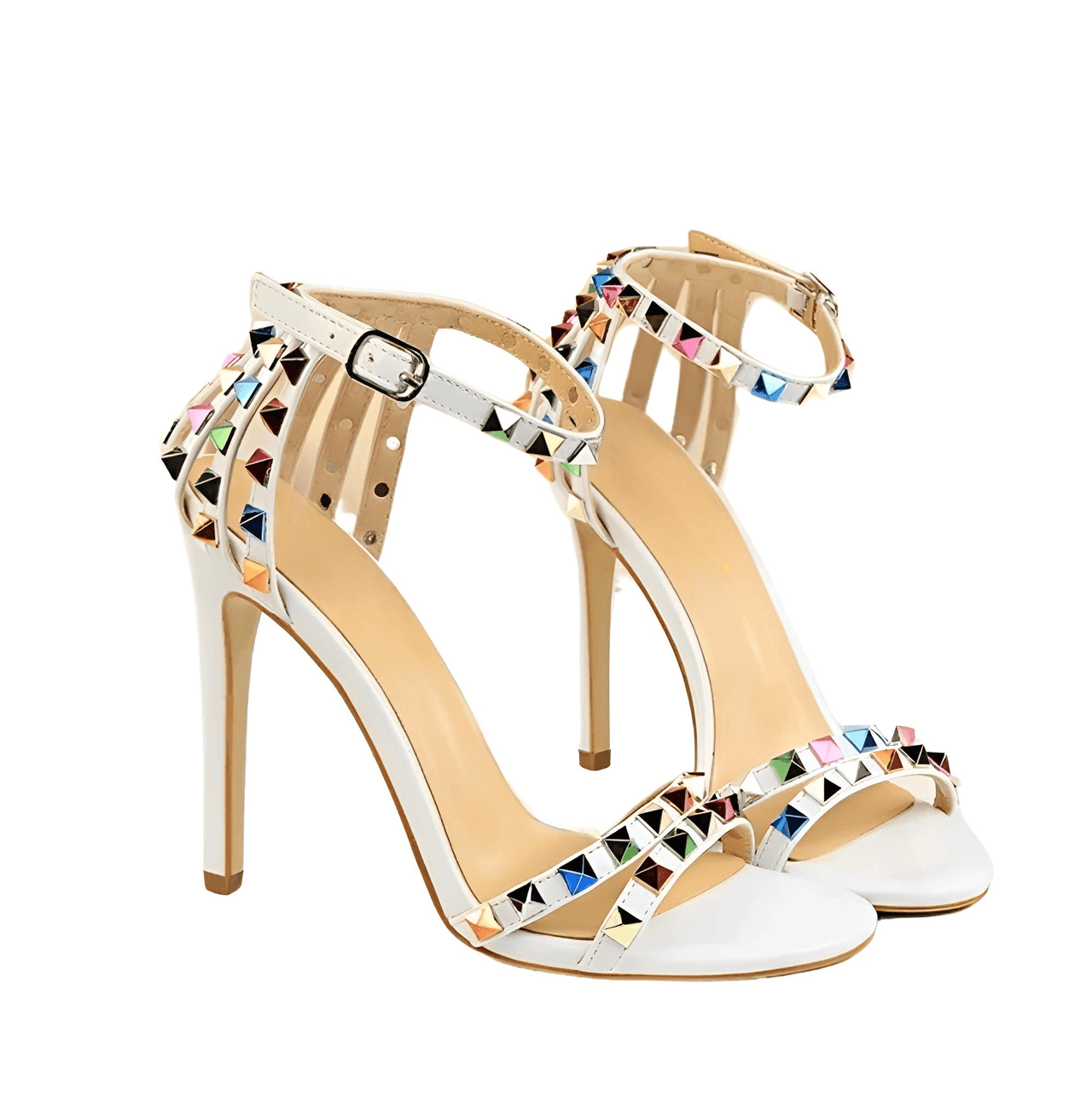 Women's Color Rivet Sandals Roman Style Heeled Sandals Hollow Out High Heels Stiletto Sexy Party Shoes Sandals, Drestiny, Heels, High Heels, Sandals, Stilettos, United States, USA, Australia, New Zealand, United Kingdom, UK, 4, 5, 6, 6.5, 7, 8, 9, Champagne, Black, Red, White, Bronze, Silver, Nude, rivet sandals women, studded sandals for women, women's leather rivet sandals, studded sandals women uk, ladies rivet detail sandals, shopdrestiny.com