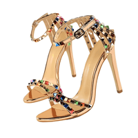 Thumbnail for Women's Color Rivet Sandals Roman Style Heeled Sandals Hollow Out High Heels Stiletto Sexy Party Shoes Sandals, Drestiny, Heels, High Heels, Sandals, Stilettos, United States, USA, Australia, New Zealand, United Kingdom, UK, 4, 5, 6, 6.5, 7, 8, 9, Champagne, Black, Red, White, Bronze, Silver, Nude, rivet sandals women, studded sandals for women, women's leather rivet sandals, studded sandals women uk, ladies rivet detail sandals, shopdrestiny.com
