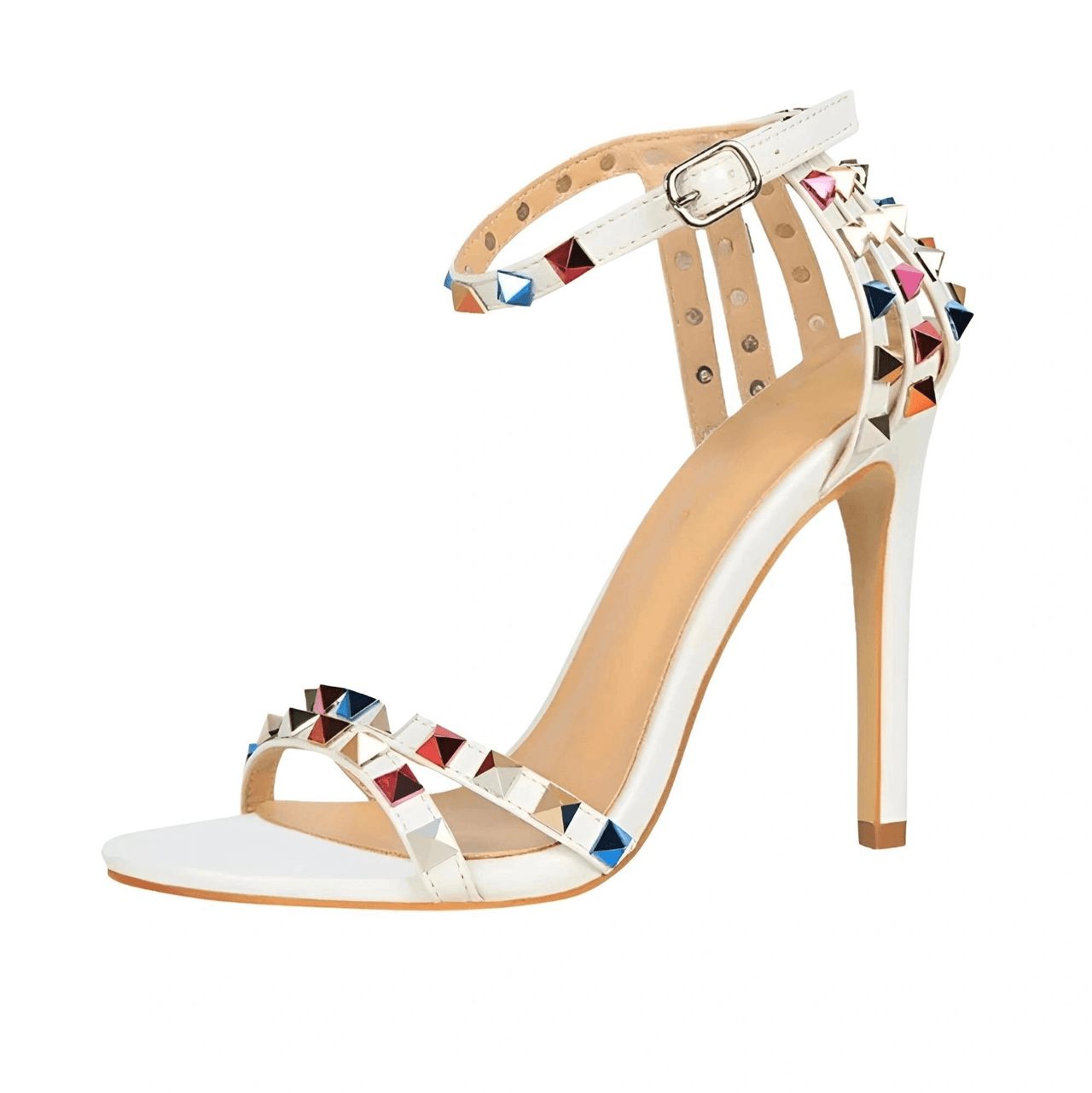 Women's Color Rivet Sandals Roman Style Heeled Sandals Hollow Out High Heels Stiletto Sexy Party Shoes Sandals, Drestiny, Heels, High Heels, Sandals, Stilettos, United States, USA, Australia, New Zealand, United Kingdom, UK, 4, 5, 6, 6.5, 7, 8, 9, Champagne, Black, Red, White, Bronze, Silver, Nude, rivet sandals women, studded sandals for women, women's leather rivet sandals, studded sandals women uk, ladies rivet detail sandals, shopdrestiny.com