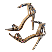 Thumbnail for Women's Color Rivet Sandals Roman Style Heeled Sandals Hollow Out High Heels Stiletto Sexy Party Shoes Sandals, Drestiny, Heels, High Heels, Sandals, Stilettos, United States, USA, Australia, New Zealand, United Kingdom, UK, 4, 5, 6, 6.5, 7, 8, 9, Champagne, Black, Red, White, Bronze, Silver, Nude, rivet sandals women, studded sandals for women, women's leather rivet sandals, studded sandals women uk, ladies rivet detail sandals, shopdrestiny.com
