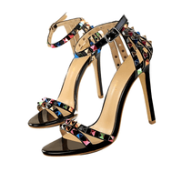 Thumbnail for Women's Color Rivet Sandals Roman Style Heeled Sandals Hollow Out High Heels Stiletto Sexy Party Shoes Sandals, Drestiny, Heels, High Heels, Sandals, Stilettos, United States, USA, Australia, New Zealand, United Kingdom, UK, 4, 5, 6, 6.5, 7, 8, 9, Champagne, Black, Red, White, Bronze, Silver, Nude, rivet sandals women, studded sandals for women, women's leather rivet sandals, studded sandals women uk, ladies rivet detail sandals, shopdrestiny.com