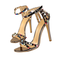 Thumbnail for Women's Color Rivet Sandals Roman Style Heeled Sandals Hollow Out High Heels Stiletto Sexy Party Shoes Sandals, Drestiny, Heels, High Heels, Sandals, Stilettos, United States, USA, Australia, New Zealand, United Kingdom, UK, 4, 5, 6, 6.5, 7, 8, 9, Champagne, Black, Red, White, Bronze, Silver, Nude, rivet sandals women, studded sandals for women, women's leather rivet sandals, studded sandals women uk, ladies rivet detail sandals, shopdrestiny.com