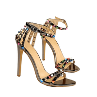 Thumbnail for Women's Color Rivet Sandals Roman Style Heeled Sandals Hollow Out High Heels Stiletto Sexy Party Shoes Sandals, Drestiny, Heels, High Heels, Sandals, Stilettos, United States, USA, Australia, New Zealand, United Kingdom, UK, 4, 5, 6, 6.5, 7, 8, 9, Champagne, Black, Red, White, Bronze, Silver, Nude, rivet sandals women, studded sandals for women, women's leather rivet sandals, studded sandals women uk, ladies rivet detail sandals, shopdrestiny.com