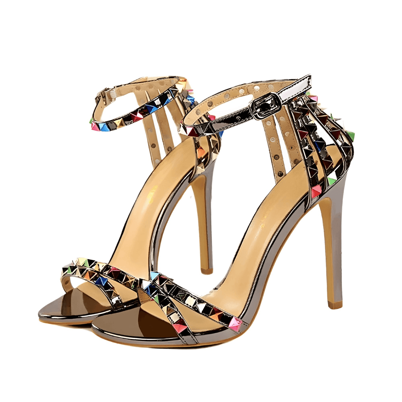 Women's Color Rivet Sandals Roman Style Heeled Sandals Hollow Out High Heels Stiletto Sexy Party Shoes Sandals, Drestiny, Heels, High Heels, Sandals, Stilettos, United States, USA, Australia, New Zealand, United Kingdom, UK, 4, 5, 6, 6.5, 7, 8, 9, Champagne, Black, Red, White, Bronze, Silver, Nude, rivet sandals women, studded sandals for women, women's leather rivet sandals, studded sandals women uk, ladies rivet detail sandals, shopdrestiny.com
