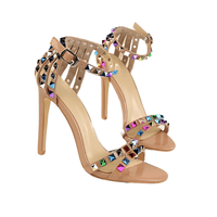 Thumbnail for Women's Color Rivet Sandals Roman Style Heeled Sandals Hollow Out High Heels Stiletto Sexy Party Shoes Sandals, Drestiny, Heels, High Heels, Sandals, Stilettos, United States, USA, Australia, New Zealand, United Kingdom, UK, 4, 5, 6, 6.5, 7, 8, 9, Champagne, Black, Red, White, Bronze, Silver, Nude, rivet sandals women, studded sandals for women, women's leather rivet sandals, studded sandals women uk, ladies rivet detail sandals, shopdrestiny.com