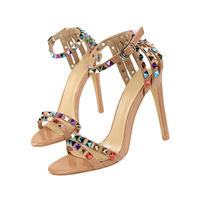 Thumbnail for Women's Color Rivet Sandals Roman Style Heeled Sandals Hollow Out High Heels Stiletto Sexy Party Shoes Sandals, Drestiny, Heels, High Heels, Sandals, Stilettos, United States, USA, Australia, New Zealand, United Kingdom, UK, 4, 5, 6, 6.5, 7, 8, 9, Champagne, Black, Red, White, Bronze, Silver, Nude, rivet sandals women, studded sandals for women, women's leather rivet sandals, studded sandals women uk, ladies rivet detail sandals, shopdrestiny.com