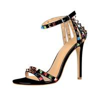 Thumbnail for Women's Color Rivet Sandals Roman Style Heeled Sandals Hollow Out High Heels Stiletto Sexy Party Shoes Sandals, Drestiny, Heels, High Heels, Sandals, Stilettos, United States, USA, Australia, New Zealand, United Kingdom, UK, 4, 5, 6, 6.5, 7, 8, 9, Champagne, Black, Red, White, Bronze, Silver, Nude, rivet sandals women, studded sandals for women, women's leather rivet sandals, studded sandals women uk, ladies rivet detail sandals, shopdrestiny.com