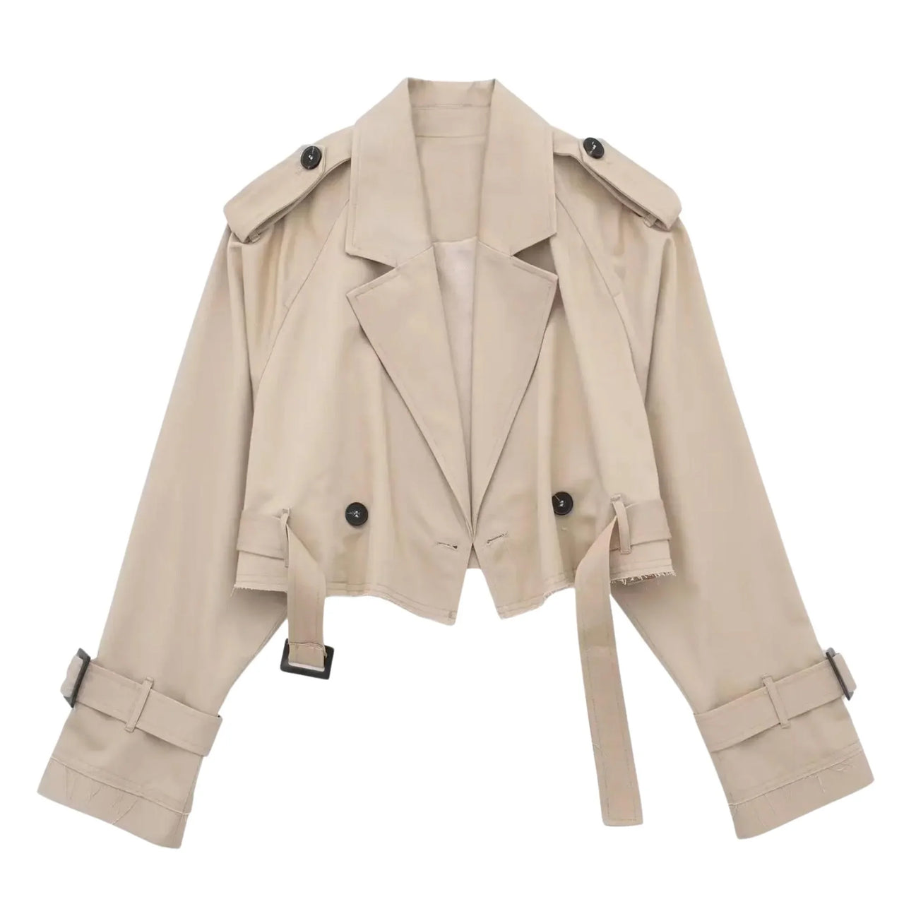 Women's Crop Belted Jacket -, Jackets , Drestiny , Australia, Beige, Black, Canada, Charcoal, Coffee, Jackets, Khaki, L, M, Navy, New Zealand, S, United Kingdom, United States, White , Drestiny , www.shopdrestiny.com