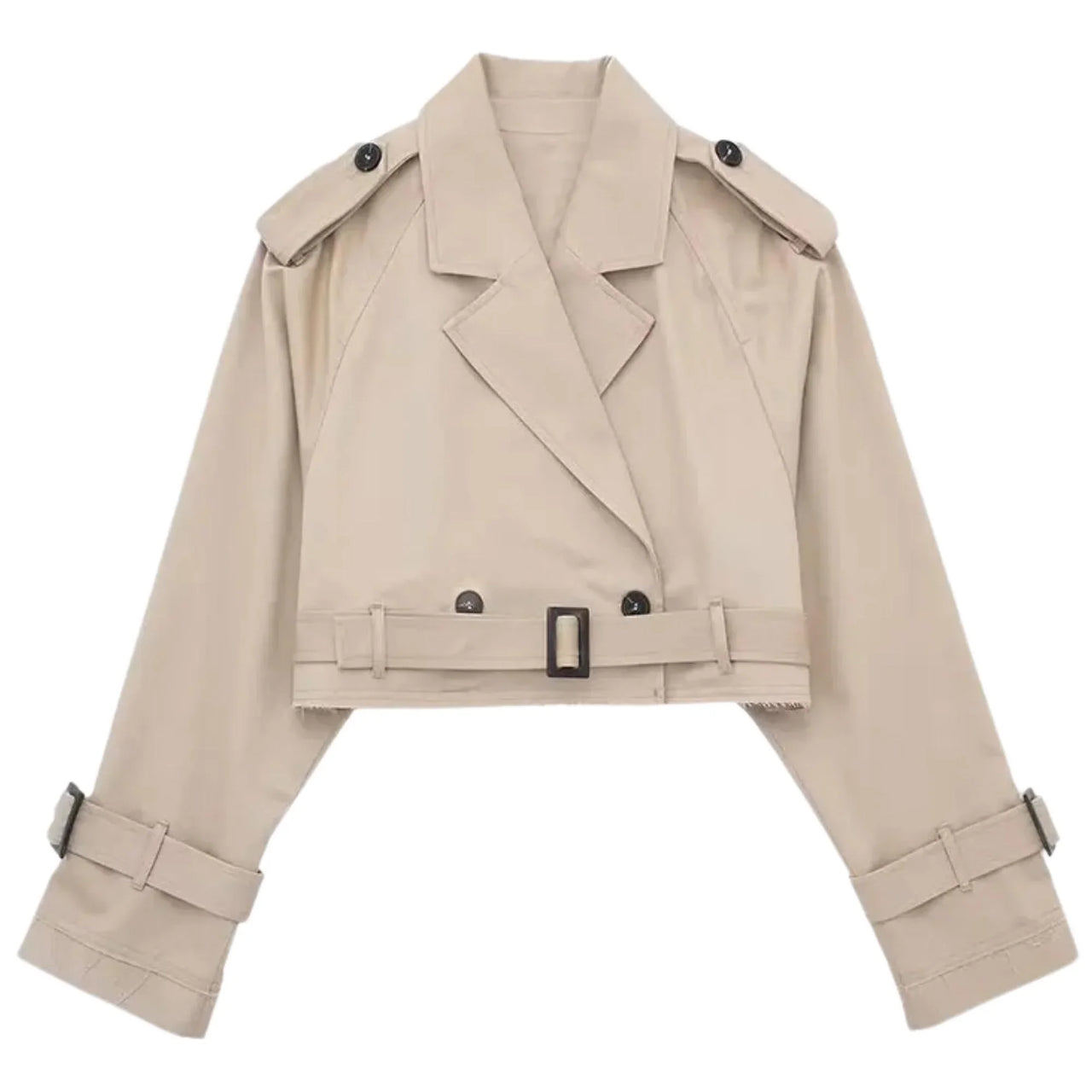 Women's Crop Belted Jacket -, Jackets , Drestiny , Australia, Beige, Black, Canada, Charcoal, Coffee, Jackets, Khaki, L, M, Navy, New Zealand, S, United Kingdom, United States, White , Drestiny , www.shopdrestiny.com