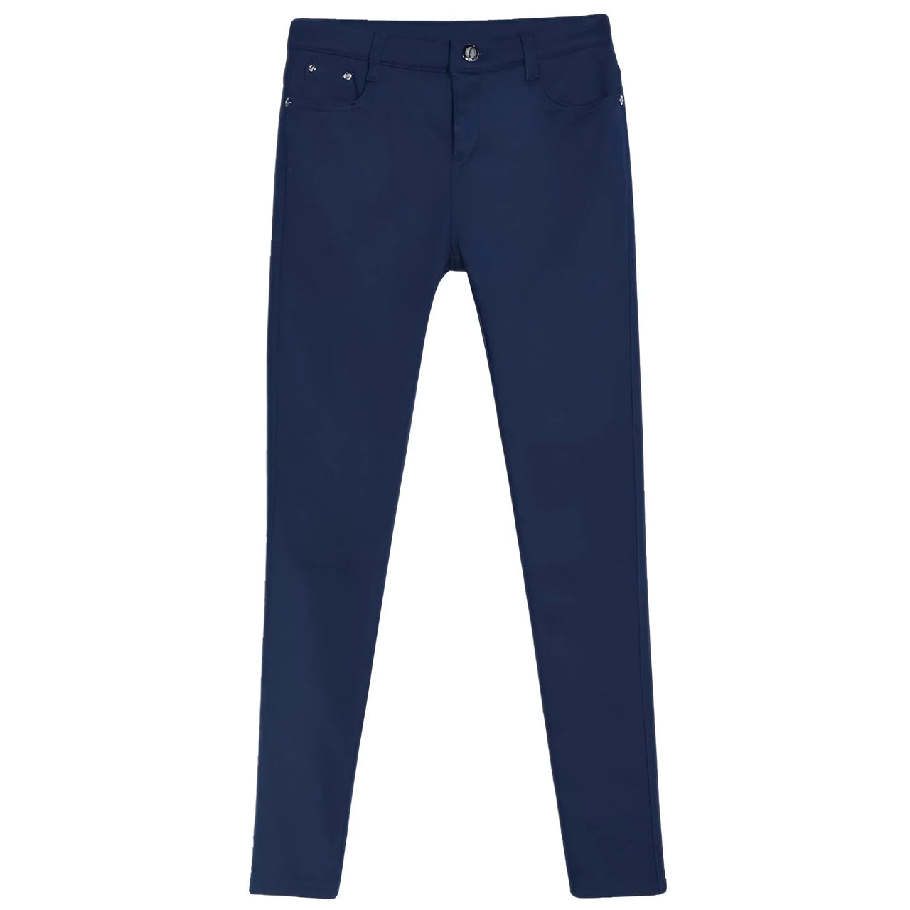 Navy blue pants on a white background
