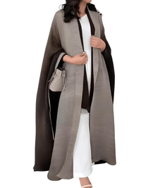 Thumbnail for Women's Gradient Pleated Jacket Bat Sleeve Scarf Collar Long Jacket Female Fashion Clothing -, Jackets , Drestiny , Australia, Black, Blue, Brown, Burgundy, Coffee, Dark Brown, Dark Green, Dark Grey, Dark Red, Gold, Green, Jackets, Light Blue, Light Brown, Light Purple, Long Sleeves, New Zealand, Orange, Pink, Purple, United Kingdom, United States, Violet Red, Yellow , Drestiny , www.shopdrestiny.com