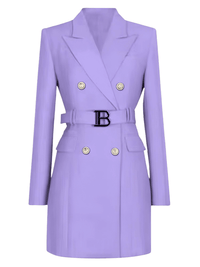 Thumbnail for Women's Double Breasted Suit Dress With Belt, Drestiny, Dresses, Mini Dresses, Long Sleeves, S, M, L, XL, XXL, 3XL, XXXL, 4, 6, 8, 10, 12, 14, 16, United States, USA, Canada, Australia, New Zealand, United Kingdom, UK, mini blazer dress, long sleeve blazer dress, Pink, Deep Pink, Black, White, Light Blue, Dark Blue, Light Purple, Orange, Royal Blue, Purple, Dark Purple, Malachite Green, Red, Green, shopdrestiny.com