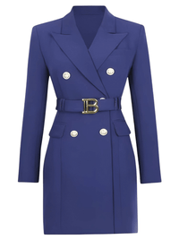 Thumbnail for Women's Double Breasted Suit Dress With Belt, Drestiny, Dresses, Mini Dresses, Long Sleeves, S, M, L, XL, XXL, 3XL, XXXL, 4, 6, 8, 10, 12, 14, 16, United States, USA, Canada, Australia, New Zealand, United Kingdom, UK, mini blazer dress, long sleeve blazer dress, Pink, Deep Pink, Black, White, Light Blue, Dark Blue, Light Purple, Orange, Royal Blue, Purple, Dark Purple, Malachite Green, Red, Green, shopdrestiny.com