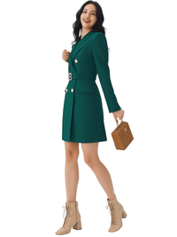 Thumbnail for Women's Double Breasted Suit Dress With Belt, Drestiny, Dresses, Mini Dresses, Long Sleeves, S, M, L, XL, XXL, 3XL, XXXL, 4, 6, 8, 10, 12, 14, 16, United States, USA, Canada, Australia, New Zealand, United Kingdom, UK, mini blazer dress, long sleeve blazer dress, Pink, Deep Pink, Black, White, Light Blue, Dark Blue, Light Purple, Orange, Royal Blue, Purple, Dark Purple, Malachite Green, Red, Green, shopdrestiny.com