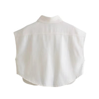 Thumbnail for Women's Double Pocket Sleeveless Denim Crop Top Vintage Chic Tops, Drestiny, Crop Tops, Casual Shirts, Tank Tops, Sleeveless, S, M, L, Light Blue, White, Dark Blue, United States, USA, Canada, Australia, New Zealand, United Kingdom, UK, denim crop top, sleeveless denim vest, utility vest crop top, y2k denim top, shopdrestiny.com