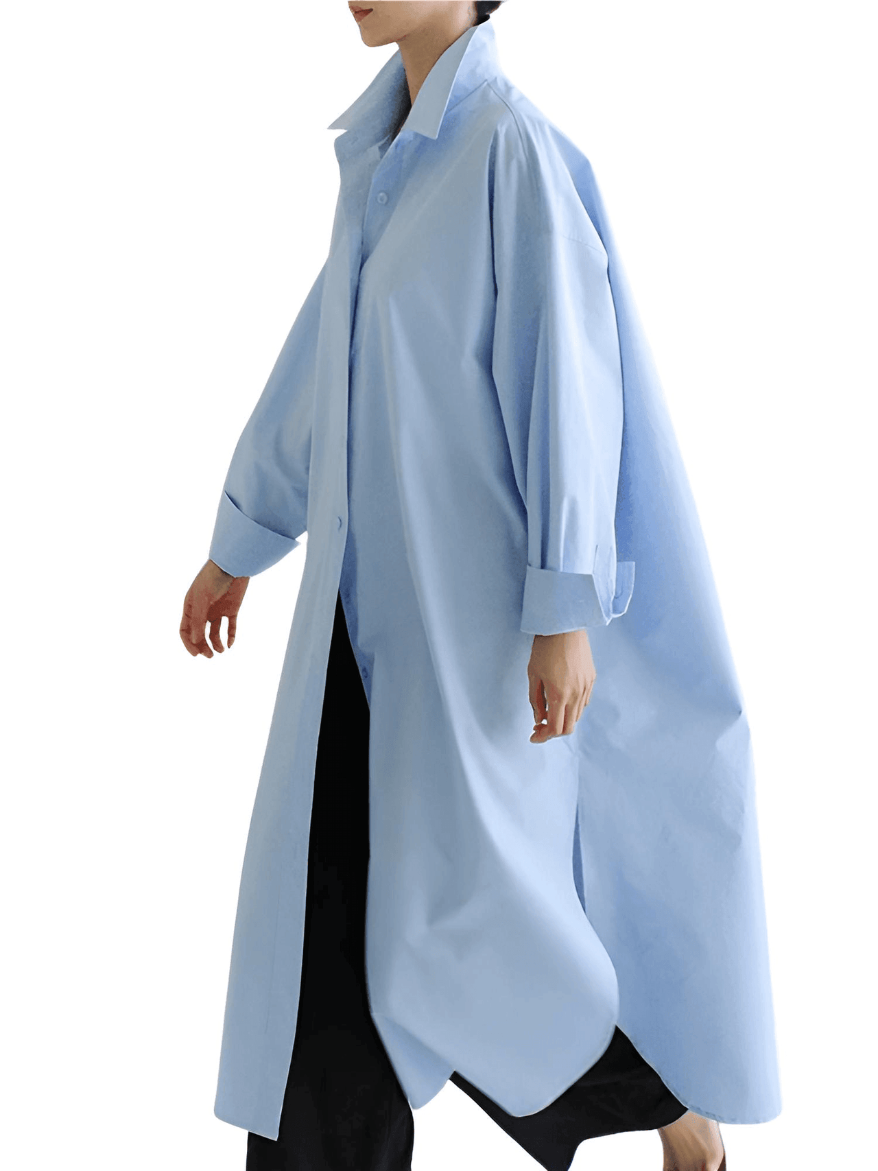 Women's Extra Long Blouse Casual New Lapel Long Sleeve Loose Fit Shirt Women's Fashion -, Blouses , Drestiny , Australia, Black, Blue, Casual Shirts, Dress Shirts, FR, L, Long Sleeves, M, New Zealand, S, United Kingdom, United States, White, XL , Drestiny , www.shopdrestiny.com