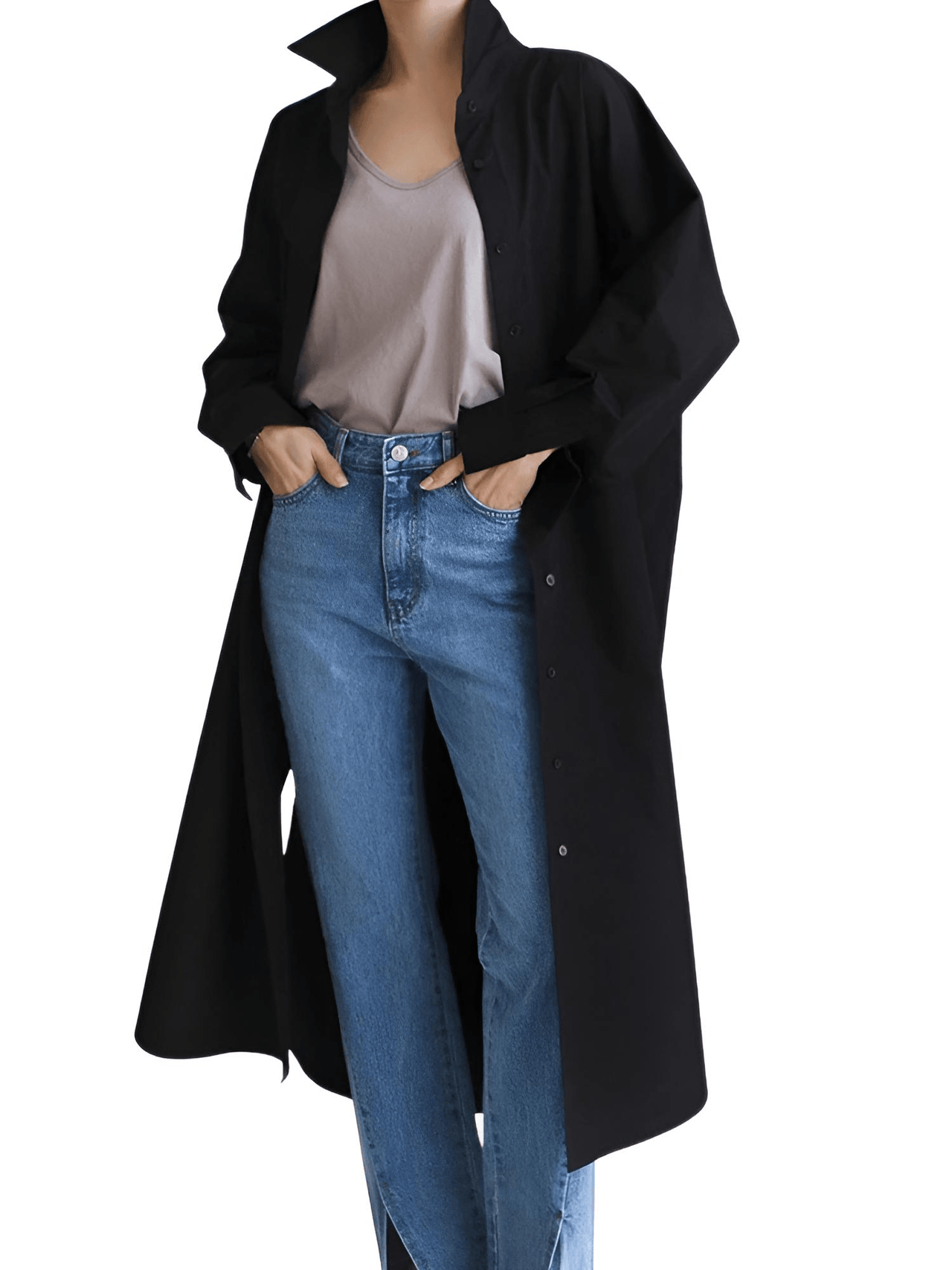 Women's Extra Long Blouse Casual New Lapel Long Sleeve Loose Fit Shirt Women's Fashion -, Blouses , Drestiny , Australia, Black, Blue, Casual Shirts, Dress Shirts, FR, L, Long Sleeves, M, New Zealand, S, United Kingdom, United States, White, XL , Drestiny , www.shopdrestiny.com