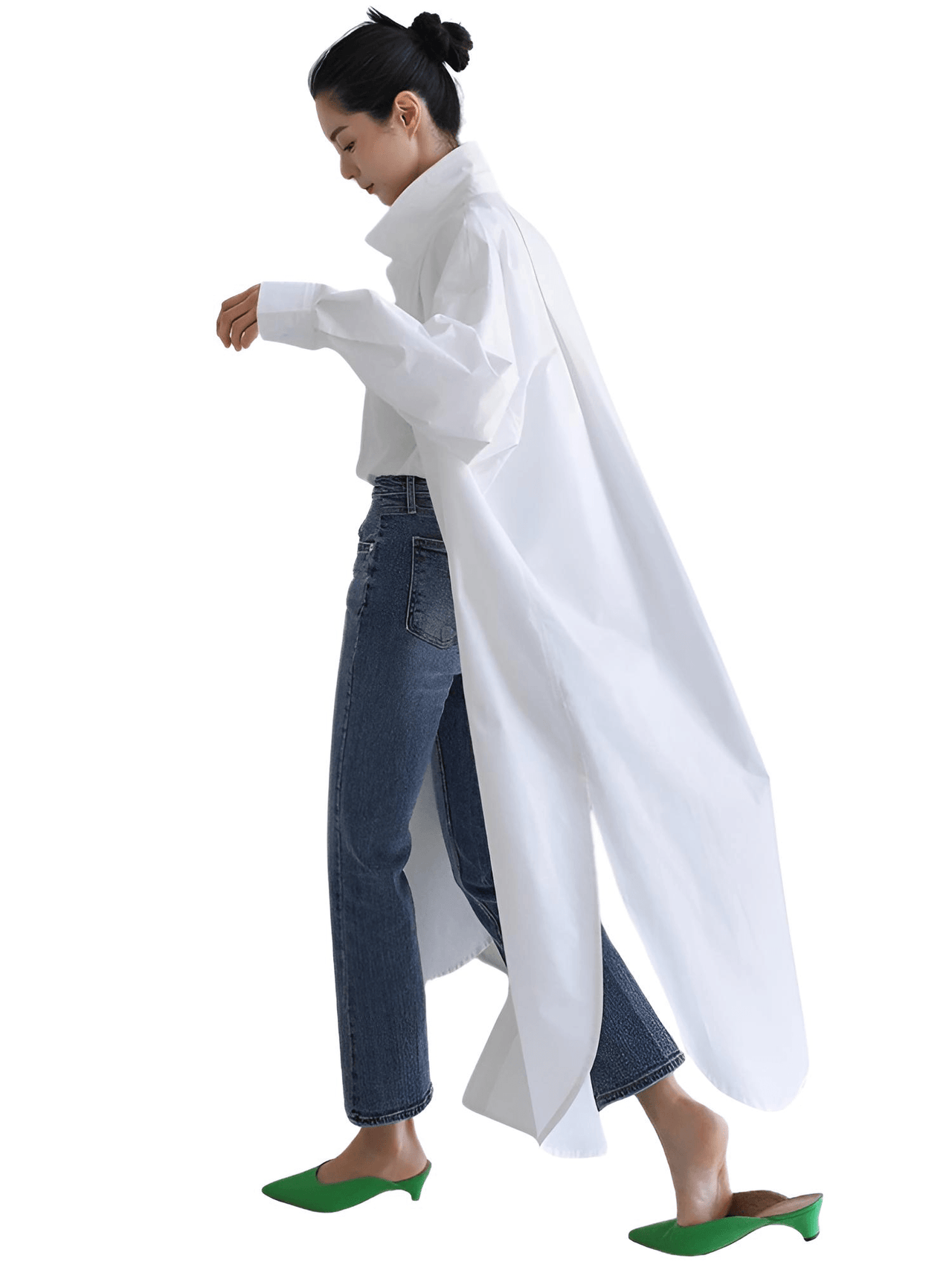 Women's Extra Long Blouse Casual New Lapel Long Sleeve Loose Fit Shirt Women's Fashion -, Blouses , Drestiny , Australia, Black, Blue, Casual Shirts, Dress Shirts, FR, L, Long Sleeves, M, New Zealand, S, United Kingdom, United States, White, XL , Drestiny , www.shopdrestiny.com