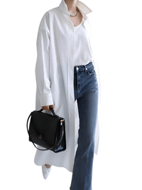 Thumbnail for Women's Extra Long Blouse Casual New Lapel Long Sleeve Loose Fit Shirt Women's Fashion -, Blouses , Drestiny , Australia, Black, Blue, Casual Shirts, Dress Shirts, FR, L, Long Sleeves, M, New Zealand, S, United Kingdom, United States, White, XL , Drestiny , www.shopdrestiny.com