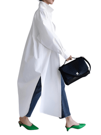 Thumbnail for Women's Extra Long Blouse Casual New Lapel Long Sleeve Loose Fit Shirt Women's Fashion -, Blouses , Drestiny , Australia, Black, Blue, Casual Shirts, Dress Shirts, FR, L, Long Sleeves, M, New Zealand, S, United Kingdom, United States, White, XL , Drestiny , www.shopdrestiny.com