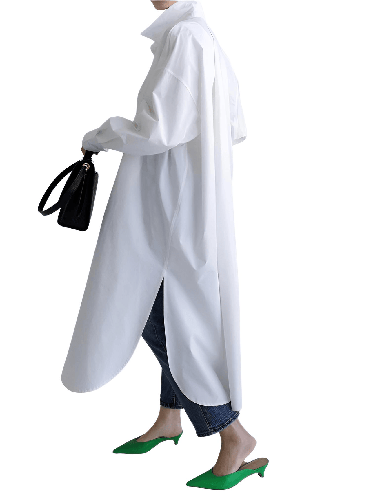 Women's Extra Long Blouse Casual New Lapel Long Sleeve Loose Fit Shirt Women's Fashion -, Blouses , Drestiny , Australia, Black, Blue, Casual Shirts, Dress Shirts, FR, L, Long Sleeves, M, New Zealand, S, United Kingdom, United States, White, XL , Drestiny , www.shopdrestiny.com