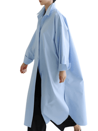 Thumbnail for Women's Extra Long Blouse Casual New Lapel Long Sleeve Loose Fit Shirt Women's Fashion -, Blouses , Drestiny , Australia, Black, Blue, Casual Shirts, Dress Shirts, FR, L, Long Sleeves, M, New Zealand, S, United Kingdom, United States, White, XL , Drestiny , www.shopdrestiny.com