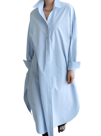 Thumbnail for Women's Extra Long Blouse Casual New Lapel Long Sleeve Loose Fit Shirt Women's Fashion -, Blouses , Drestiny , Australia, Black, Blue, Casual Shirts, Dress Shirts, FR, L, Long Sleeves, M, New Zealand, S, United Kingdom, United States, White, XL , Drestiny , www.shopdrestiny.com