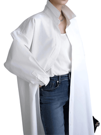 Thumbnail for Women's Extra Long Blouse Casual New Lapel Long Sleeve Loose Fit Shirt Women's Fashion -, Blouses , Drestiny , Australia, Black, Blue, Casual Shirts, Dress Shirts, FR, L, Long Sleeves, M, New Zealand, S, United Kingdom, United States, White, XL , Drestiny , www.shopdrestiny.com