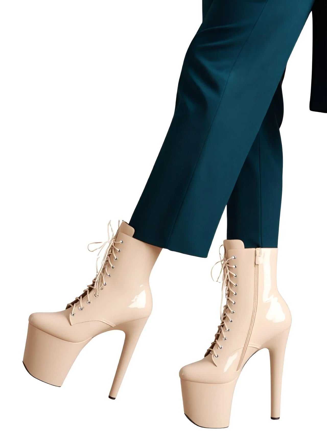 Women's Extreme Stiletto Platform Boots Lace Up Sexy Black Pole Dancing Ankle Boots Side Zip 5-12