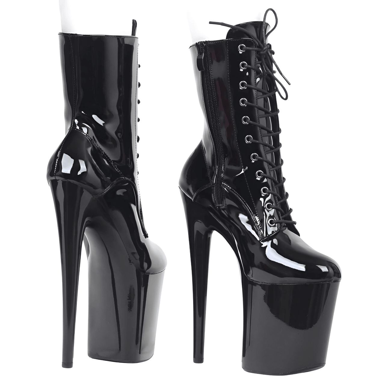 Women's Extreme High Heel Platform Boots Lace Up Sexy Black Pole Dancing Ankle Boots Side Zip 5-12 -, Boots , Drestiny , 10, 11, 12, 5, 6, 7, 8, 9, Ankle Boots, Australia, Beige, Black, Boots, FR, Heels, High Heels, New Zealand, Stilettos, United Kingdom, United States , Drestiny , www.shopdrestiny.com