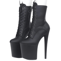 Thumbnail for Women's Extreme High Heel Platform Boots Lace Up Sexy Black Pole Dancing Ankle Boots Side Zip 5-12 -, Boots , Drestiny , 10, 11, 12, 5, 6, 7, 8, 9, Ankle Boots, Australia, Beige, Black, Boots, FR, Heels, High Heels, New Zealand, Stilettos, United Kingdom, United States , Drestiny , www.shopdrestiny.com