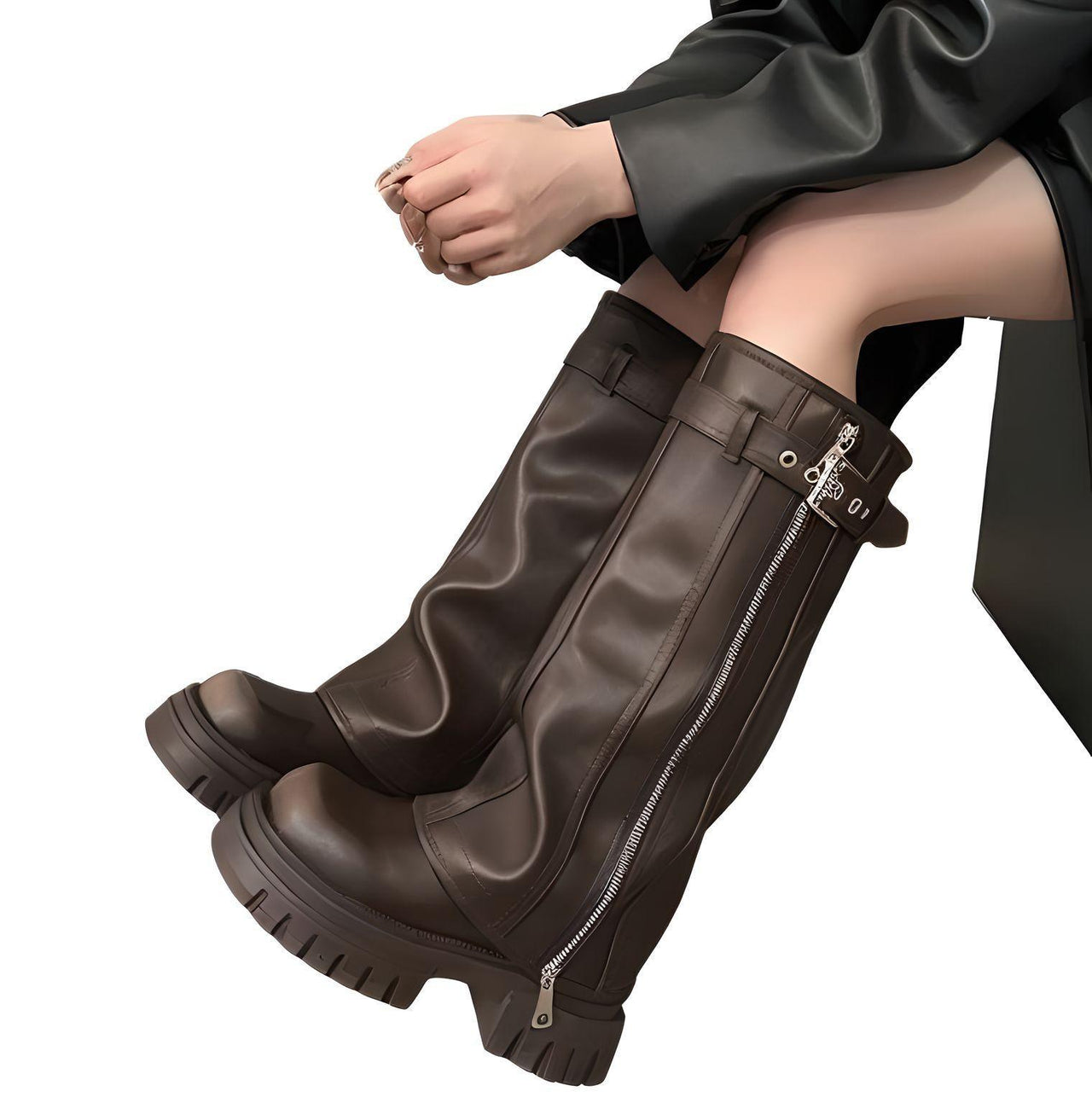 Women's Fashion Belt Buckle Knee High Boots Ladies Elegant Platform Long Pipe Booties Casual Women's Knee High Booties, Drestiny, women's buckle knee high boots, black buckle knee high boots women, heeled buckle knee high boots women, women's knee high boots with buckle uk, best buckle knee high boots women, trendy buckle knee high boots women, affordable buckle knee high boots women uk, Boots, Heels, Black, Brown, 5, 6, 6.5, 7.5, 8.5, 9, United States, Australia,New Zealand, United Kingdom,shopdrestiny.com