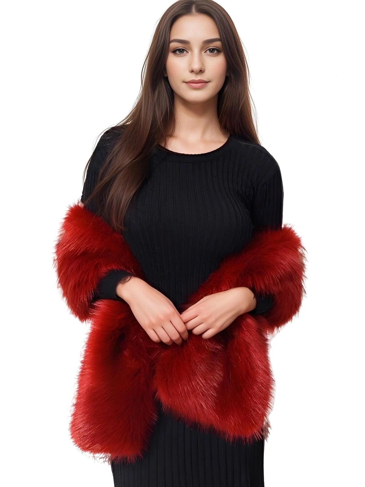 Women's Faux Fur Shawl Long Scarf Neck Warmer Women Furry Shawl Wedding Bridal Jacket Formal Evening Party Shrug Accessories, Drestiny, Scarves, Shawls, One Size, United States, Canada, Australia, New Zealand, United Kingdom, Faux Fur Shawl, Faux Fur Wrap, Luxury Faux Fur Shawl, Wedding Guest Faux Fur Shawl, Black Faux Fur Shawl, Brown, Khaki, Black, White, Wine Red, Grey, Camel, Blue Fox, White Coffee Tip, Dark Blue, shopdrestiny.com