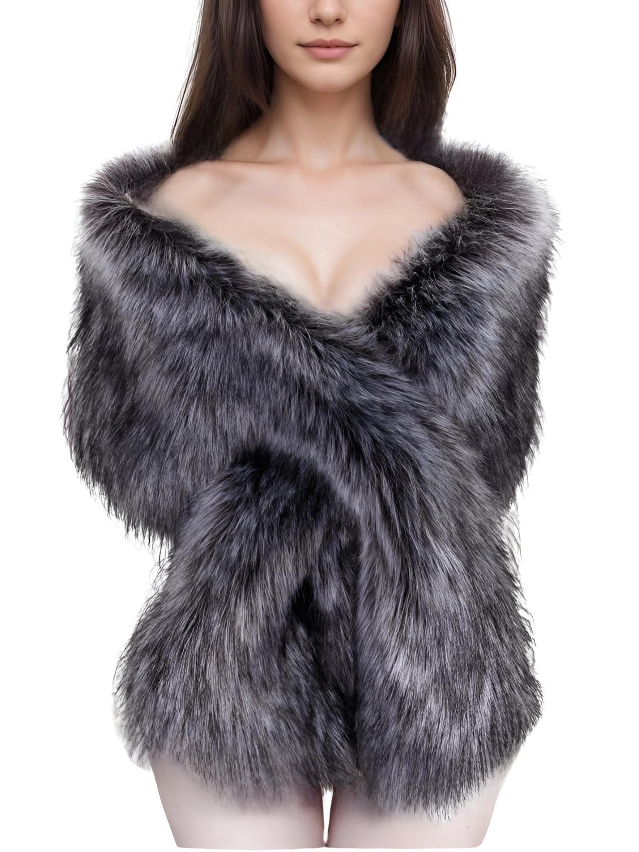 Women's Faux Fur Shawl Long Scarf Neck Warmer Women Furry Shawl Wedding Bridal Jacket Formal Evening Party Shrug Accessories, Drestiny, Scarves, Shawls, One Size, United States, Canada, Australia, New Zealand, United Kingdom, Faux Fur Shawl, Faux Fur Wrap, Luxury Faux Fur Shawl, Wedding Guest Faux Fur Shawl, Black Faux Fur Shawl, Brown, Khaki, Black, White, Wine Red, Grey, Camel, Blue Fox, White Coffee Tip, Dark Blue, shopdrestiny.com
