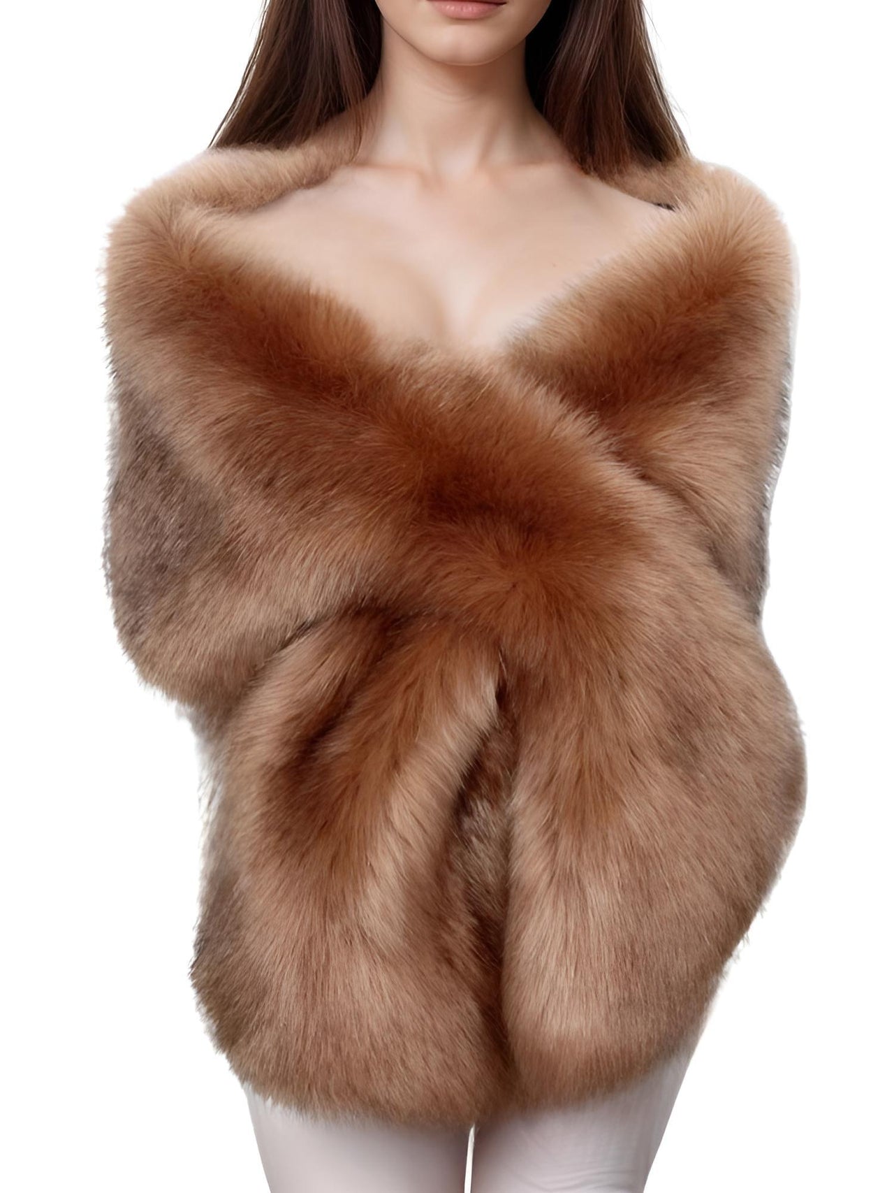 Women's Faux Fur Shawl Long Scarf Neck Warmer Women Furry Shawl Wedding Bridal Jacket Formal Evening Party Shrug Accessories, Drestiny, Scarves, Shawls, One Size, United States, Canada, Australia, New Zealand, United Kingdom, Faux Fur Shawl, Faux Fur Wrap, Luxury Faux Fur Shawl, Wedding Guest Faux Fur Shawl, Black Faux Fur Shawl, Brown, Khaki, Black, White, Wine Red, Grey, Camel, Blue Fox, White Coffee Tip, Dark Blue, shopdrestiny.com