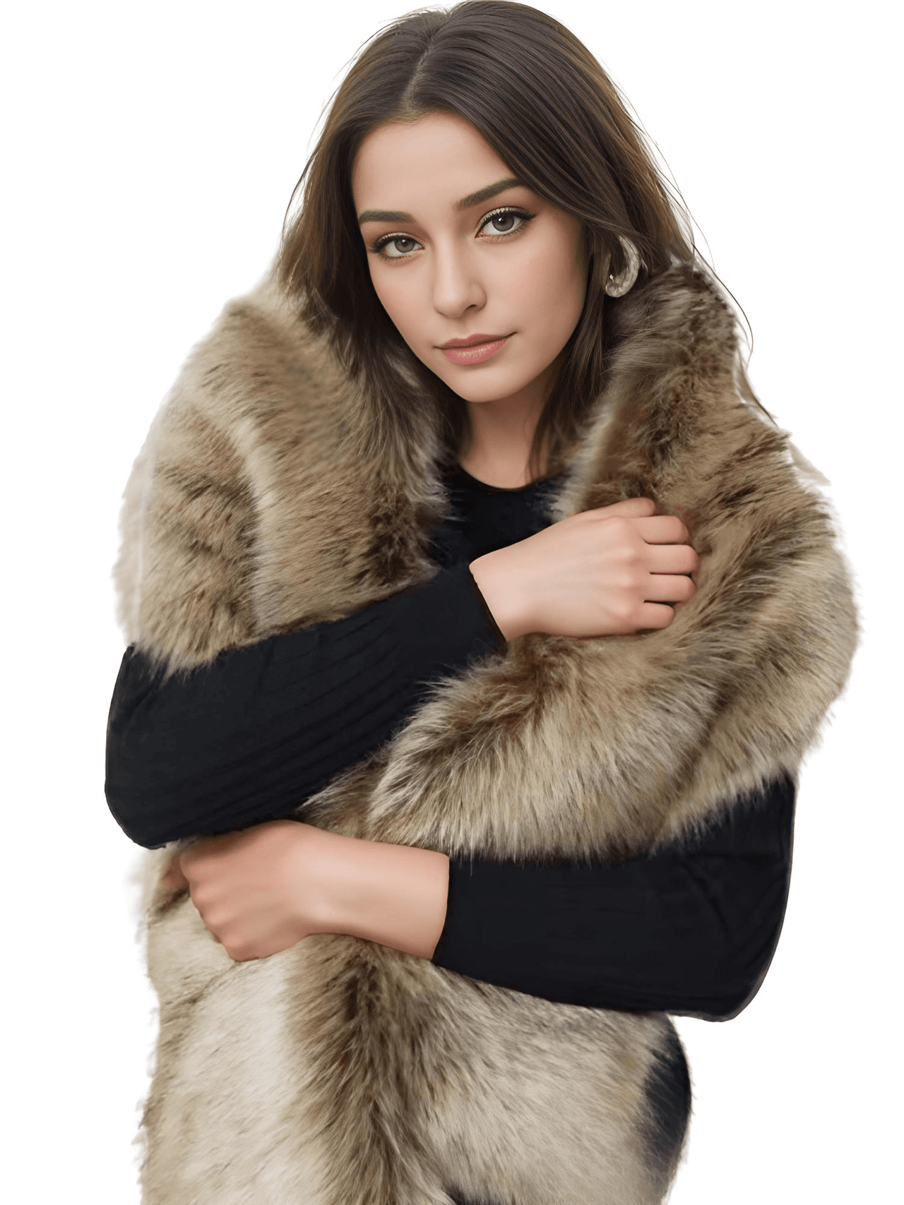 Women's Faux Fur Shawl Long Scarf Neck Warmer Women Furry Shawl Wedding Bridal Jacket Formal Evening Party Shrug Accessories, Drestiny, Scarves, Shawls, One Size, United States, Canada, Australia, New Zealand, United Kingdom, Faux Fur Shawl, Faux Fur Wrap, Luxury Faux Fur Shawl, Wedding Guest Faux Fur Shawl, Black Faux Fur Shawl, Brown, Khaki, Black, White, Wine Red, Grey, Camel, Blue Fox, White Coffee Tip, Dark Blue, shopdrestiny.com