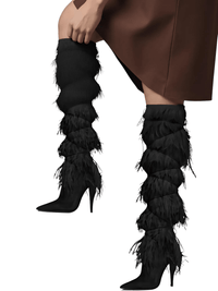 Thumbnail for Women's Feather High Heel Boots -, Boots , Drestiny , 10, 10.5, 12, 13, 4.5, 5, 6, 6.5, 7.5, 8.5, 9, 9.5, Australia, Black, Blue, Boots, Heels, High Heels, New Zealand, United Kingdom, United States, White , Drestiny , www.shopdrestiny.com
